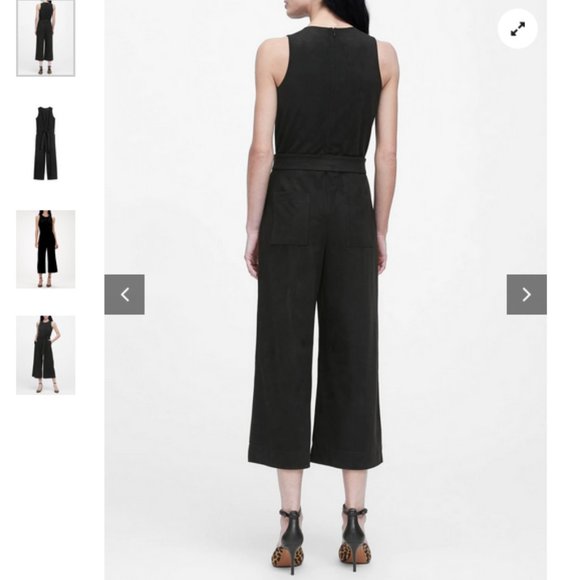 Banana Republic Vegan Faux Suede Wide-Let Jumpsuit 10p - Picture 9 of 11